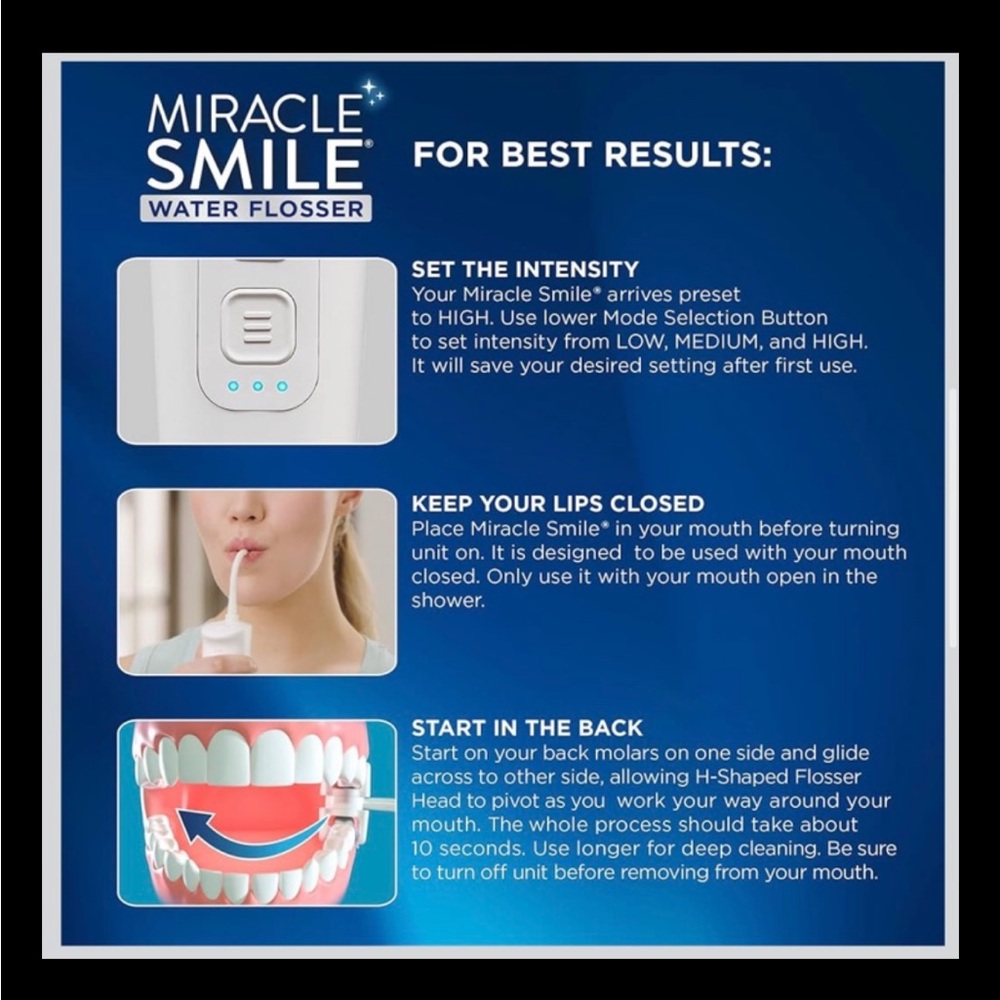 Miracle Smile Magic Flosser Deluxe Pro Cordless/Rechargeable 360 Cleaning. - Picture 4 of 6